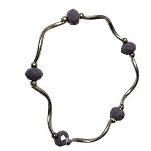 Vintage Silver Lavender Bead Stretch Bracelet Retro Fashion Jewelry Women